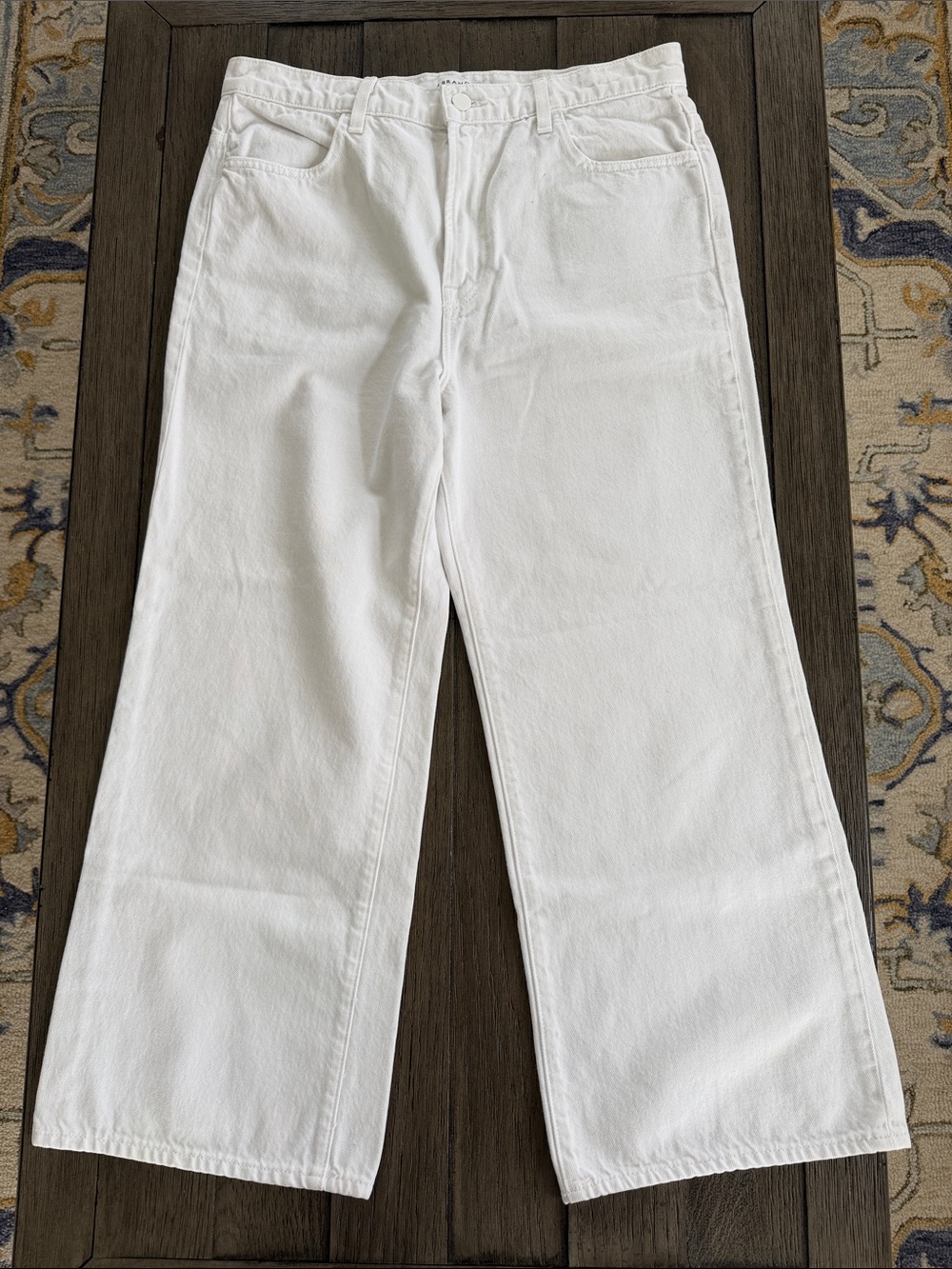J Brand Joan Crop white denim wide leg jeans, size 31